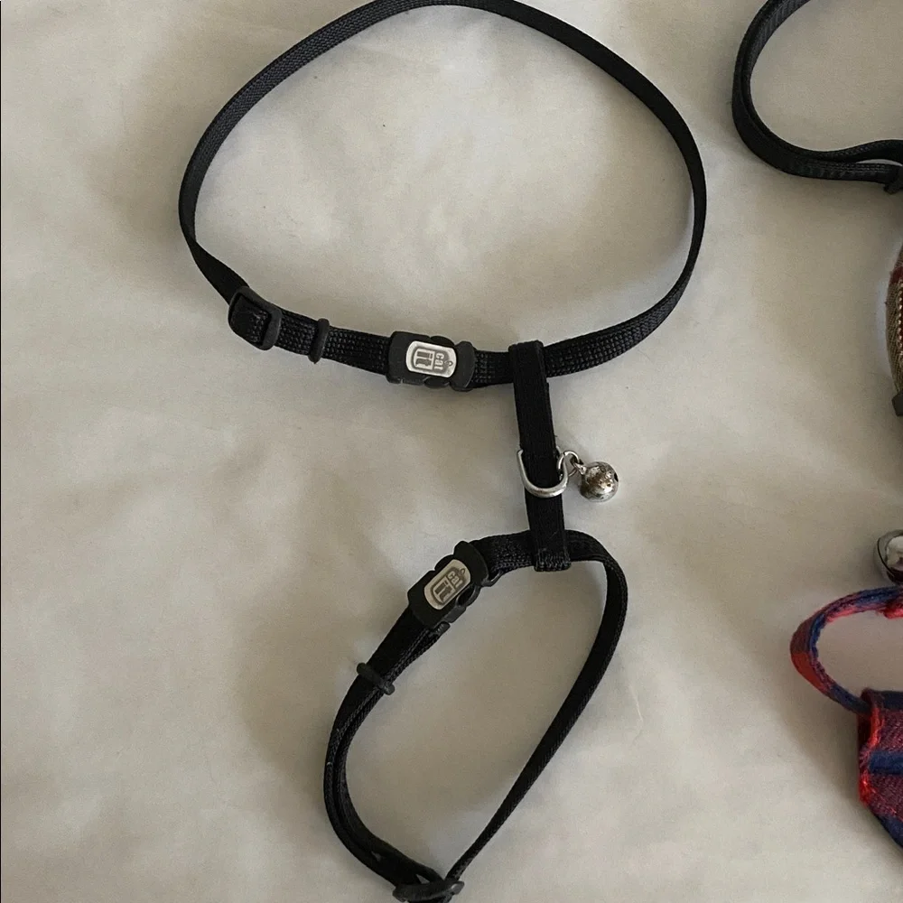 Assorted cat collars harness and scarf black red plaid small breakaway